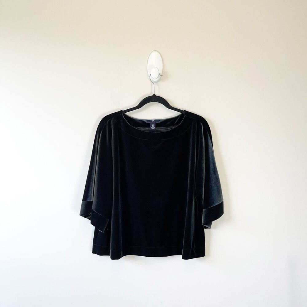 Gap Women's Velvet Kimono Sleeve Blouse Black Cropped Holiday Party Size Medium